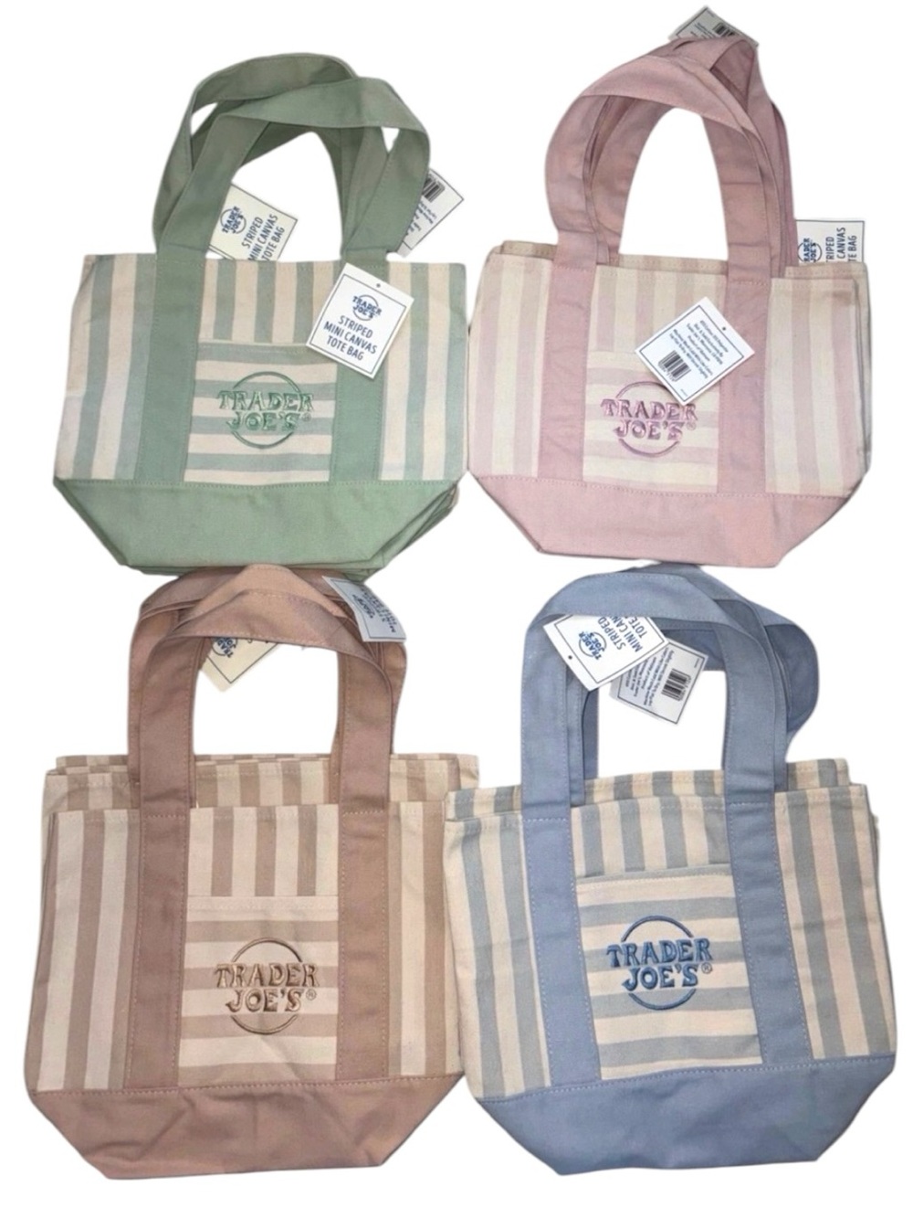Trader Joe’s Striped Canvas Mini Tote Bags- 12 BAGS
